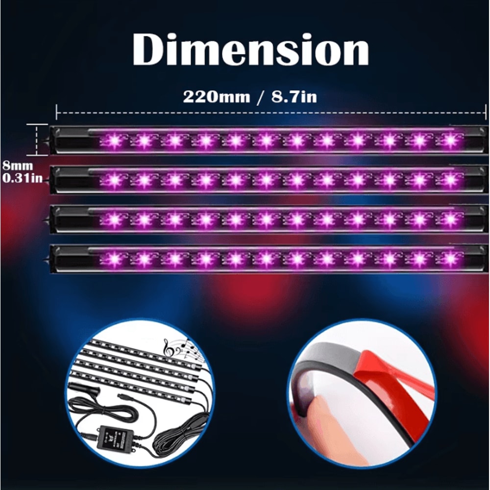 LED Car Music Light Strip Smart Bluetooth RGB USB Interior Atmosphere Lighting For Vehicle 2