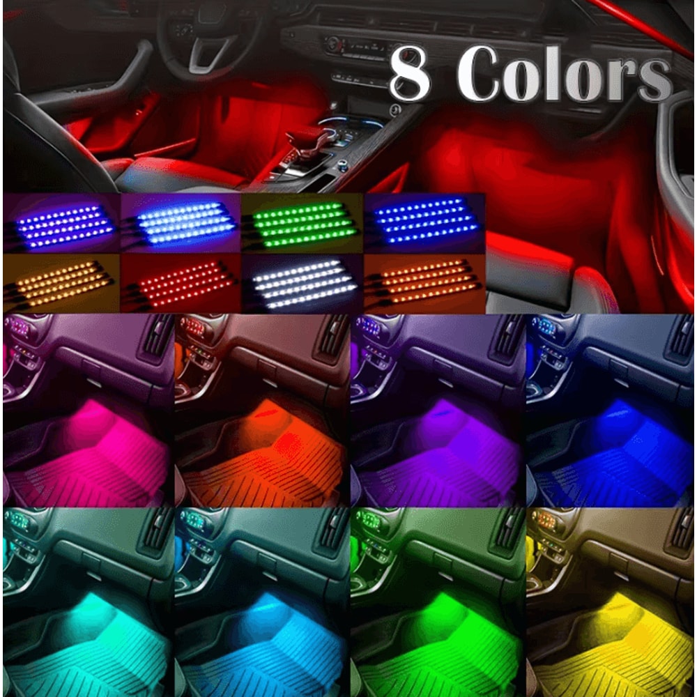 LED Car Music Light Strip Smart Bluetooth RGB USB Interior Atmosphere Lighting For Vehicle 4