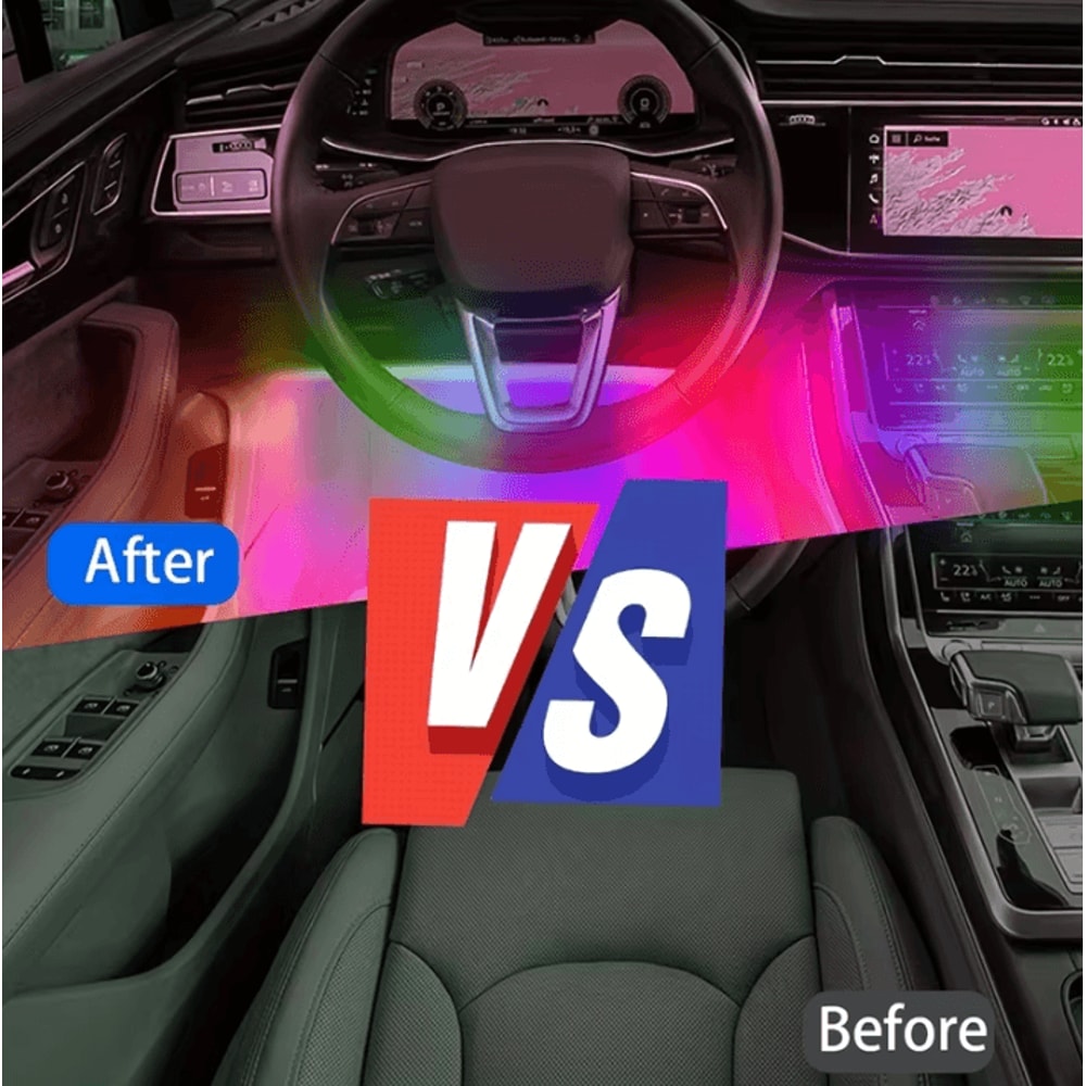 LED Car Music Light Strip Smart Bluetooth RGB USB Interior Atmosphere Lighting For Vehicle 5