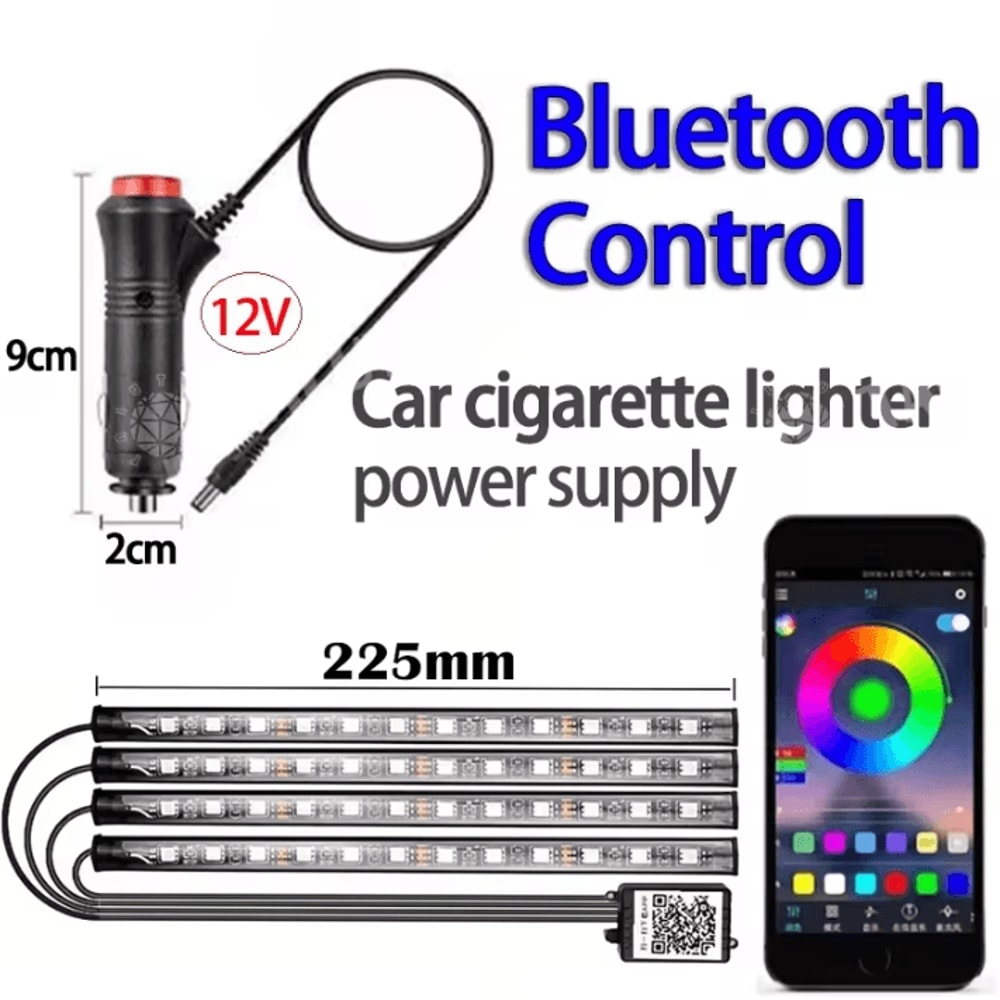 LED Car Music Light Strip Smart Bluetooth RGB USB Interior Atmosphere Lighting For Vehicle 7