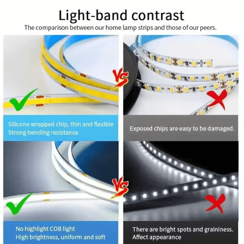 LED COB Light Strip With Touch Dimmer USB Flexible Diode Tape For Indoor Backlight And Wall Decor 2