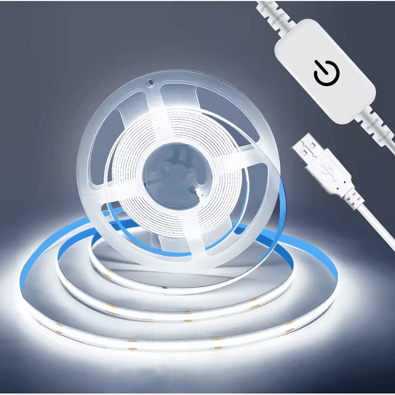 LED COB Light Strip With Touch Dimmer USB Flexible Diode Tape For Indoor Backlight And Wall Decor 4