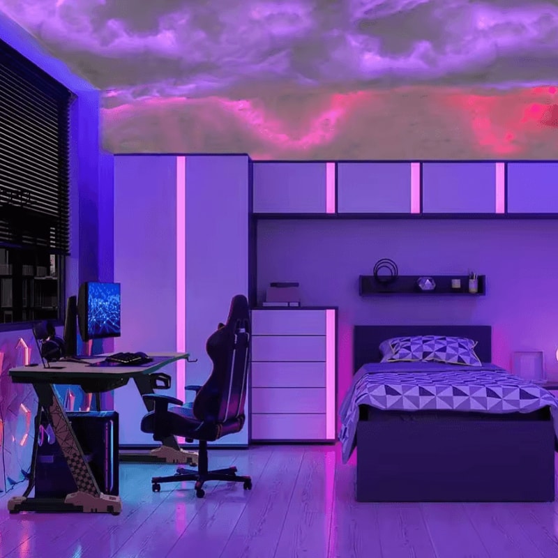 32ft LED Cloud Light With 3D Lightning Effect Bluetooth Voice Control USB Dimmable Mood Decorative 2