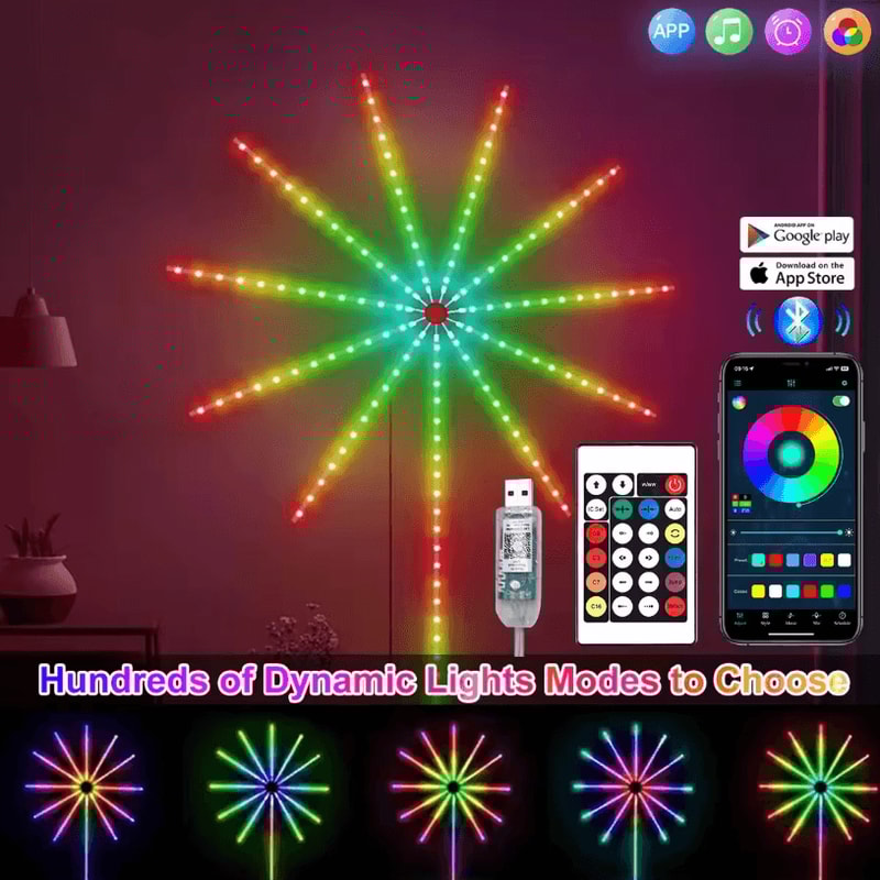 RGBIC Firework Strip Lights Bluetooth APP Control USB LED Neon Strip For Smart Mood Lighting 0