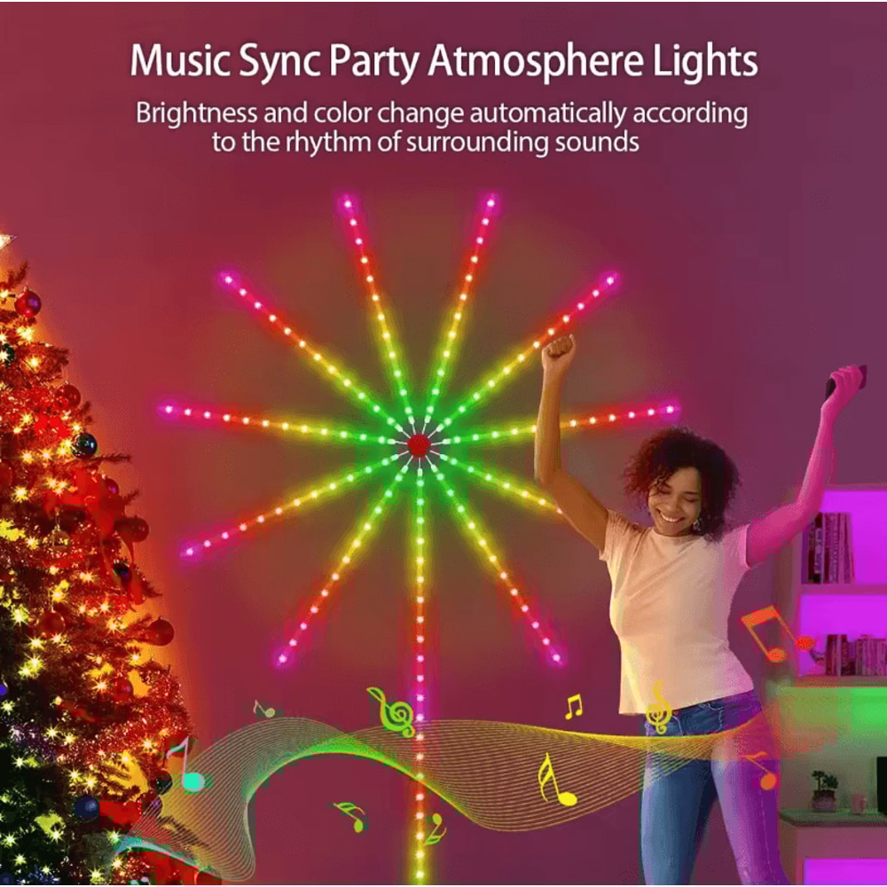 RGBIC Firework Strip Lights Bluetooth APP Control USB LED Neon Strip For Smart Mood Lighting 1