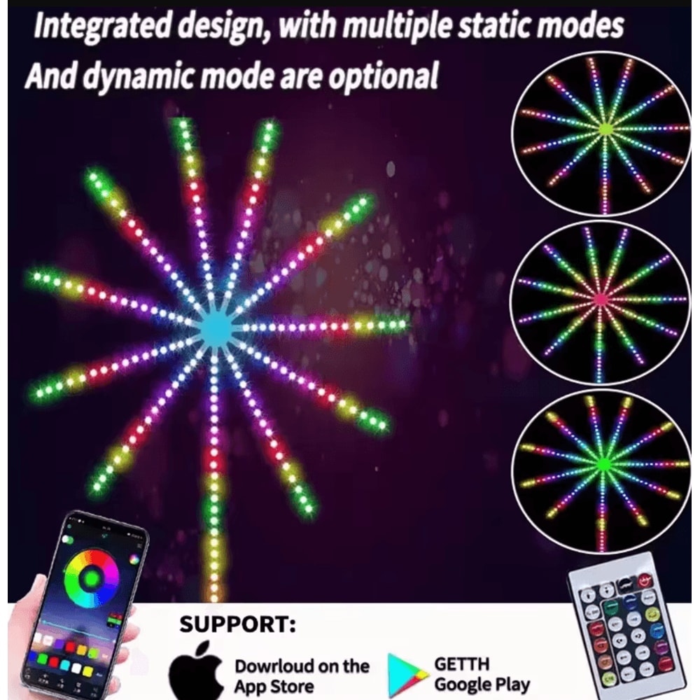 RGBIC Firework Strip Lights Bluetooth APP Control USB LED Neon Strip For Smart Mood Lighting 3