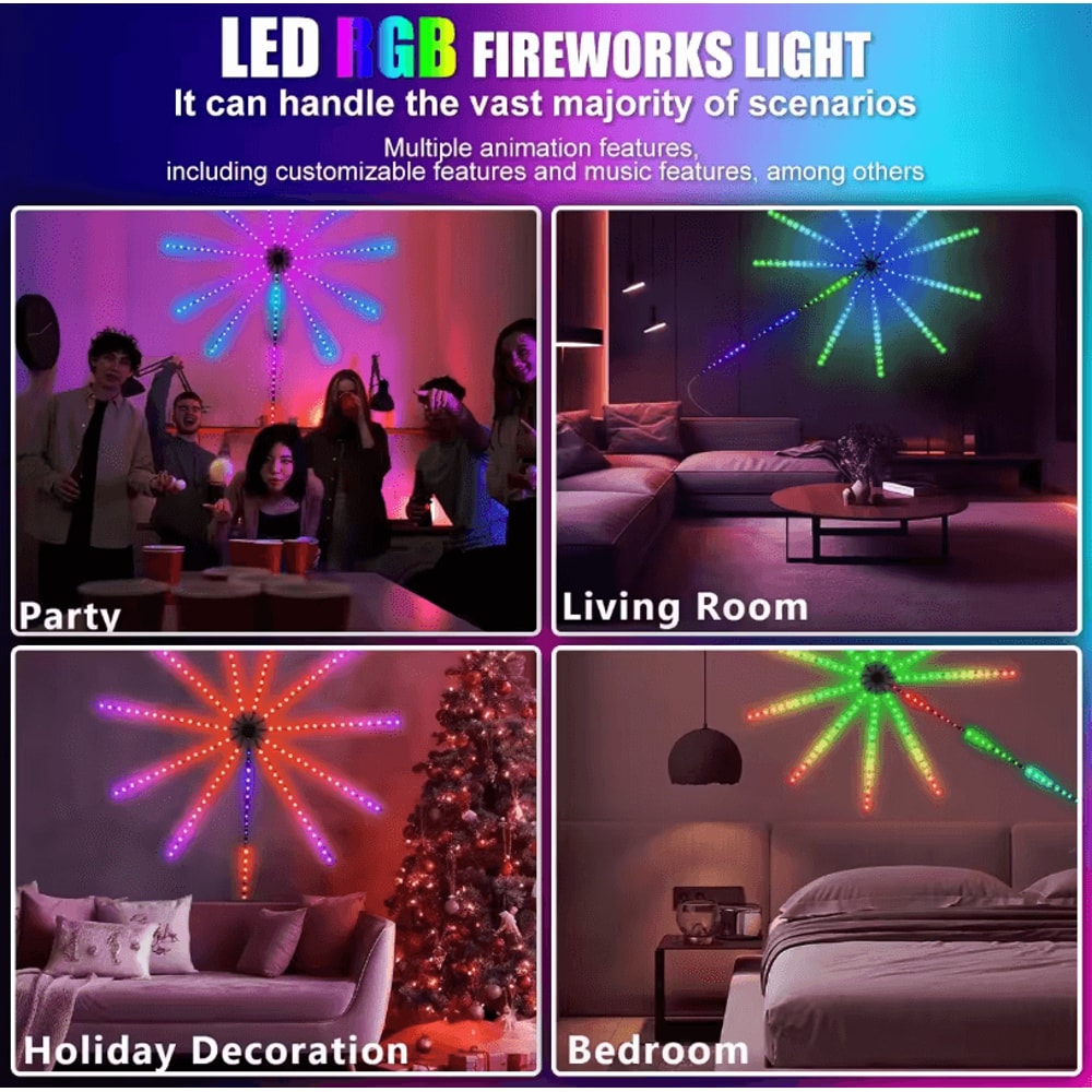 RGBIC Firework Strip Lights Bluetooth APP Control USB LED Neon Strip For Smart Mood Lighting 4