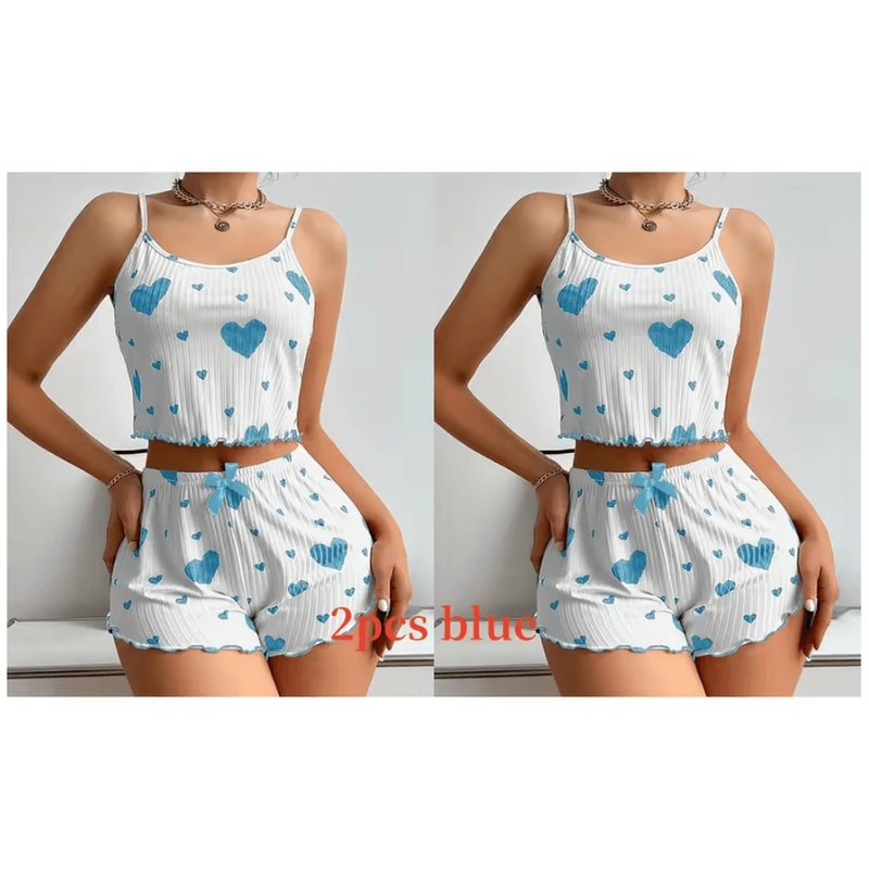 Breathable Womens Pajamas Shorts And Tank Top Set For Sleep And Loungewear 10