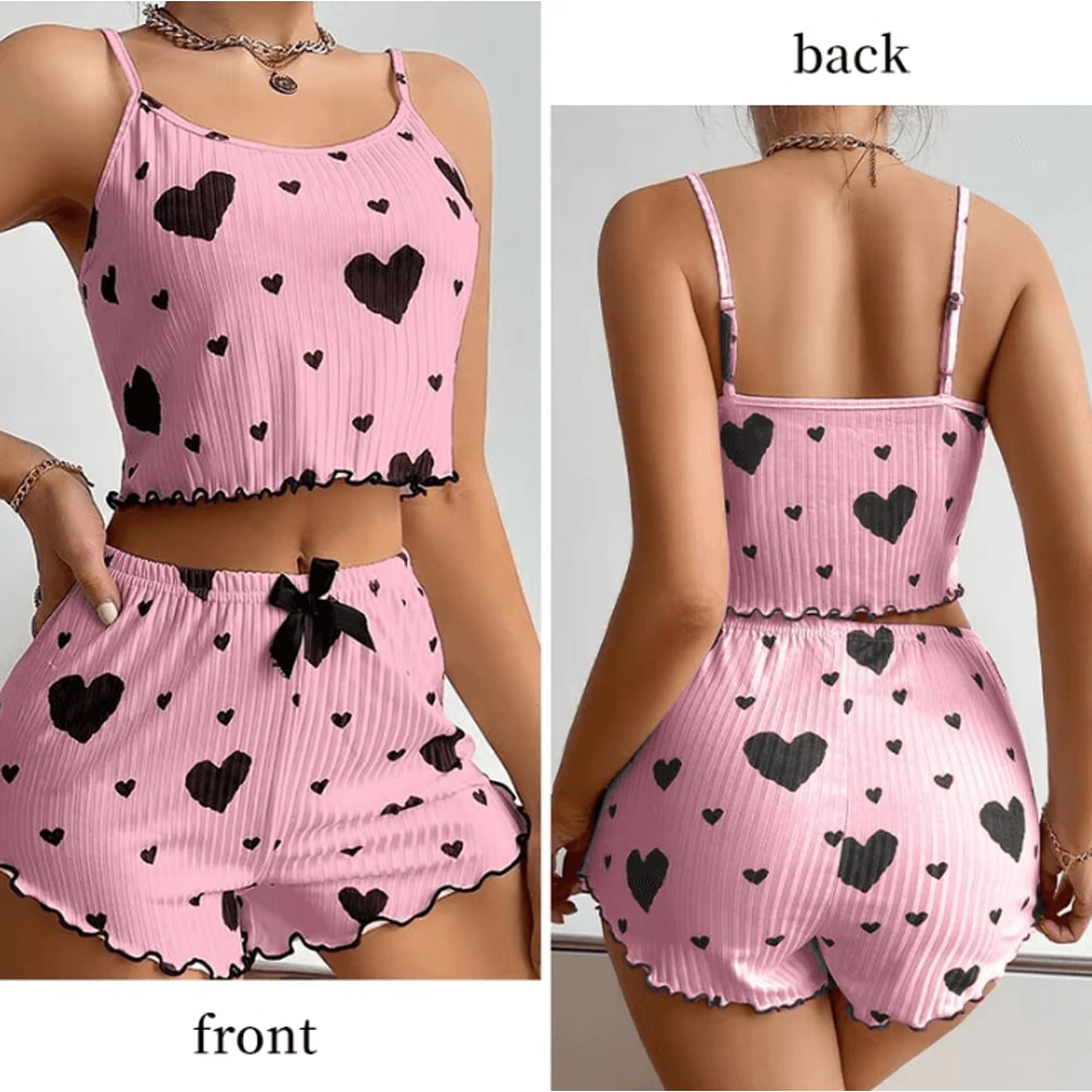 Breathable Womens Pajamas Shorts And Tank Top Set For Sleep And Loungewear 3