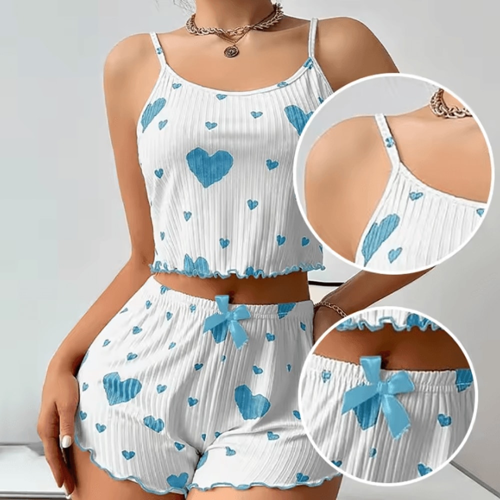 Breathable Womens Pajamas Shorts And Tank Top Set For Sleep And Loungewear 4