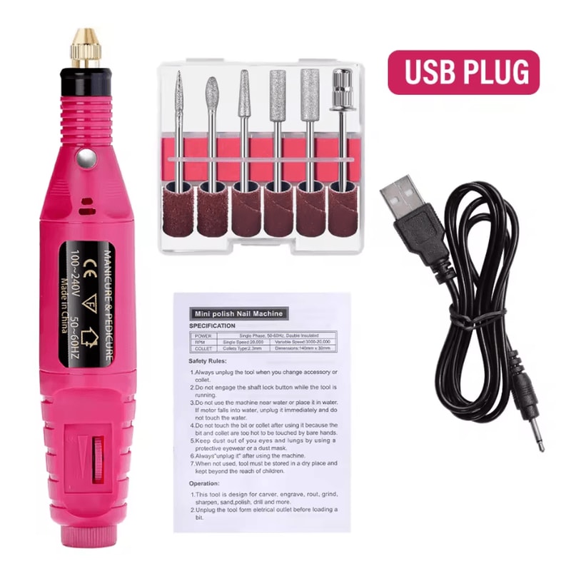 Electric Nail Drill Machine Kit For Professional Manicure And Pedicure Grinding Tool 13