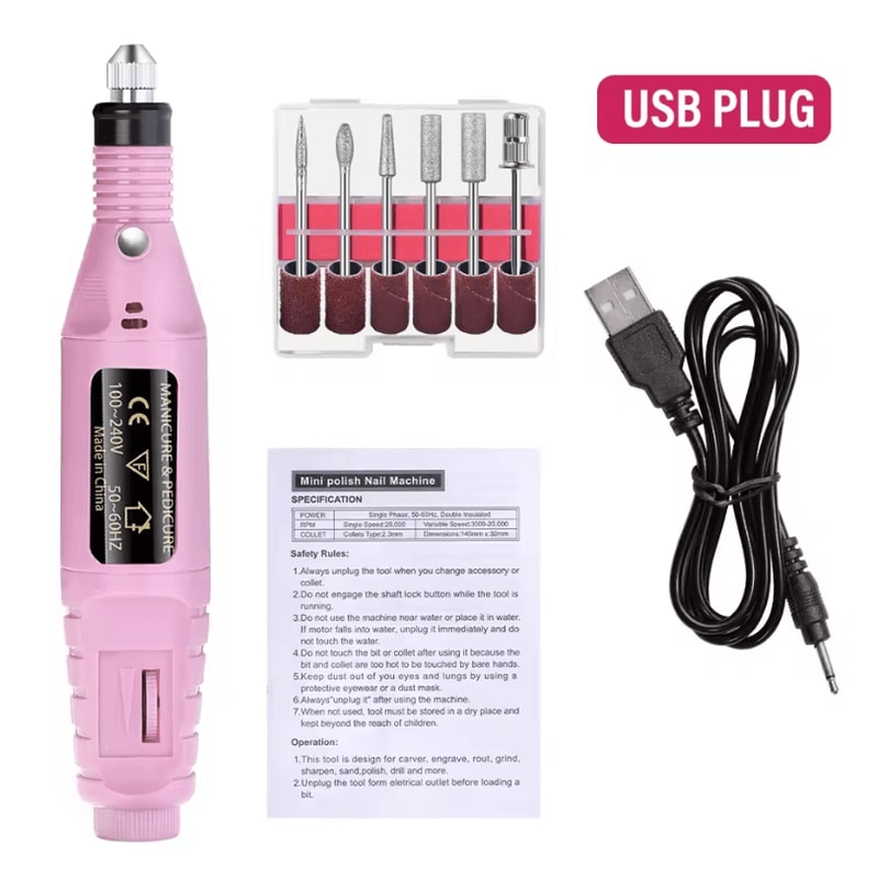 Electric Nail Drill Machine Kit For Professional Manicure And Pedicure Grinding Tool 19