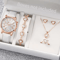 Fashion Womens Quartz Watch Set With Leather Bands And Heart Rhinestone Accent 56 PCS 0