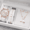 Fashion Womens Quartz Watch Set With Leather Bands And Heart Rhinestone Accent 56 PCS 2