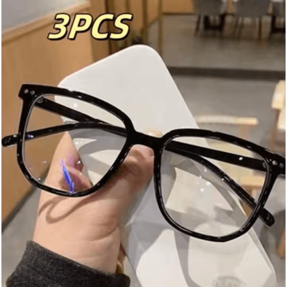 Fashion Glasses Set SquareFrame Eyewear In Clear Black Trendy Campus Style 7