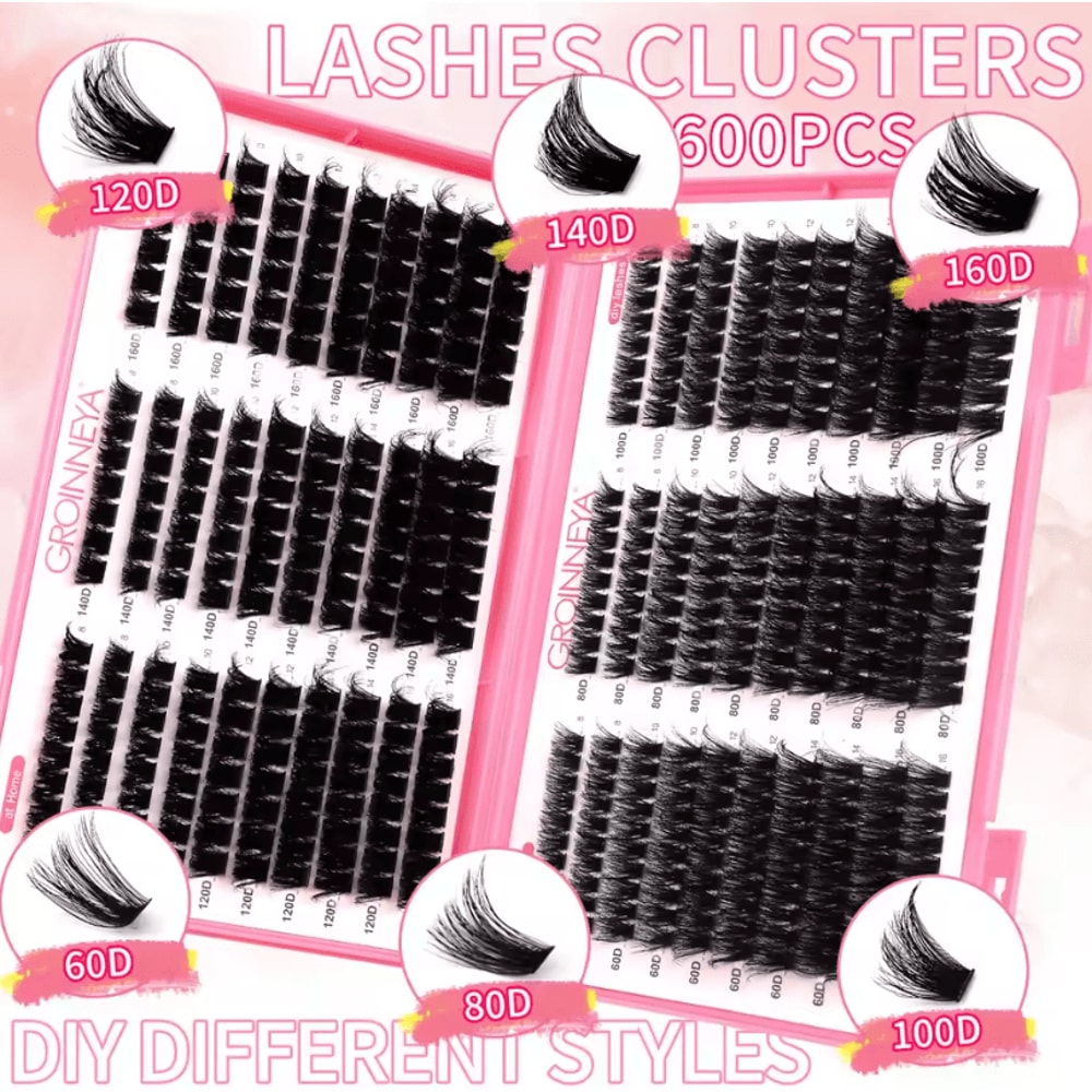 Cluster Lash Extensions Set Mixed Tray Of Fluffy Volume Individual Lashes For DIY Cat Eye Look 1