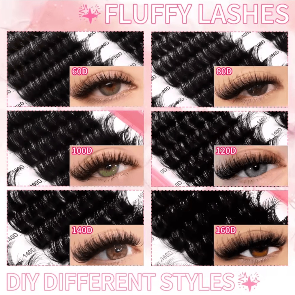 Cluster Lash Extensions Set Mixed Tray Of Fluffy Volume Individual Lashes For DIY Cat Eye Look 3