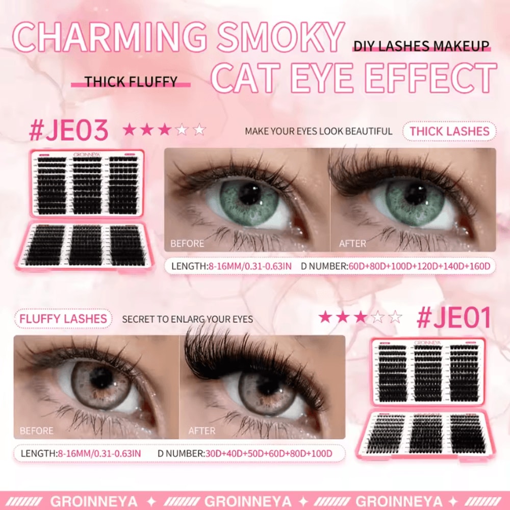 Cluster Lash Extensions Set Mixed Tray Of Fluffy Volume Individual Lashes For DIY Cat Eye Look 5