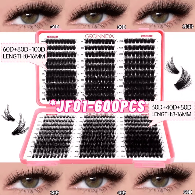 Cluster Lash Extensions Set Mixed Tray Of Fluffy Volume Individual Lashes For DIY Cat Eye Look 7