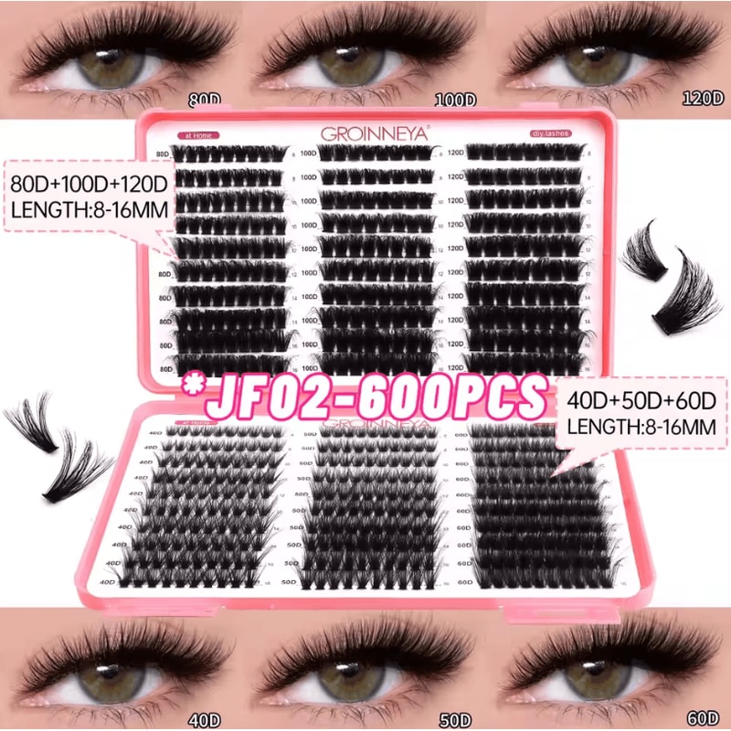 Cluster Lash Extensions Set Mixed Tray Of Fluffy Volume Individual Lashes For DIY Cat Eye Look 8