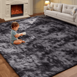 tie-dye plush rug soft non-slip floor mat for living room, bedroom, and kids