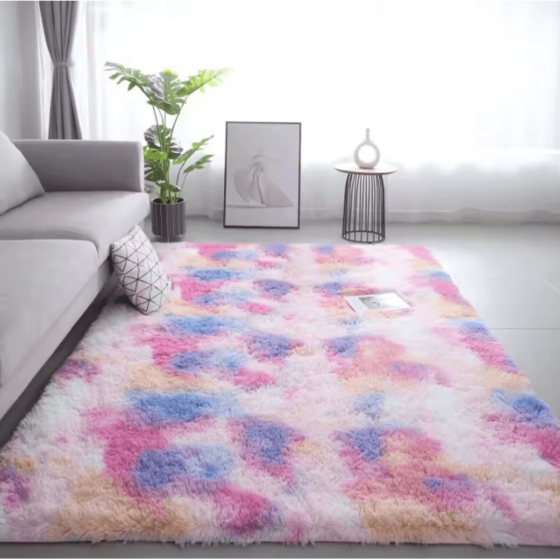 TieDye Plush Rug Soft NonSlip Floor Mat For Living Room Bedroom And Kids 19