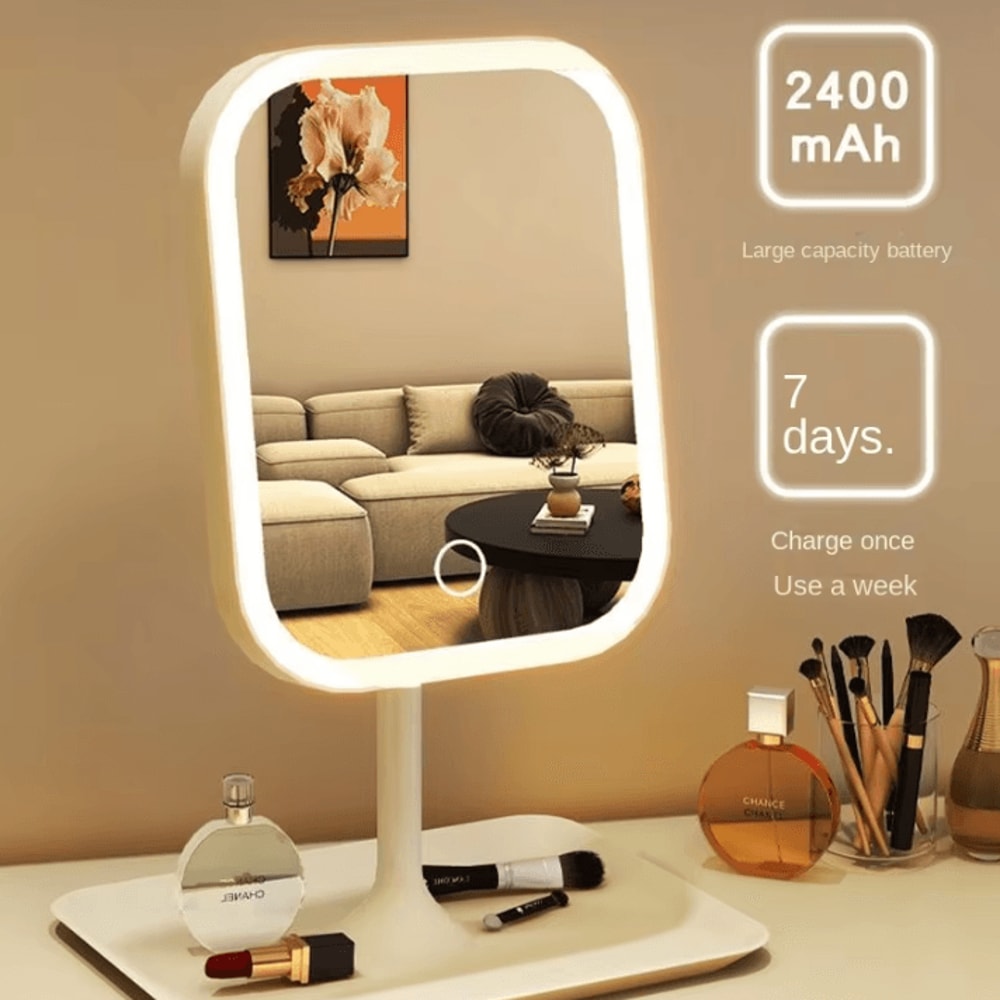 Niche Modern Desktop LED Makeup Mirror With 3 Color Light Touch Vanity Mirror For Bedroom Dressing 1