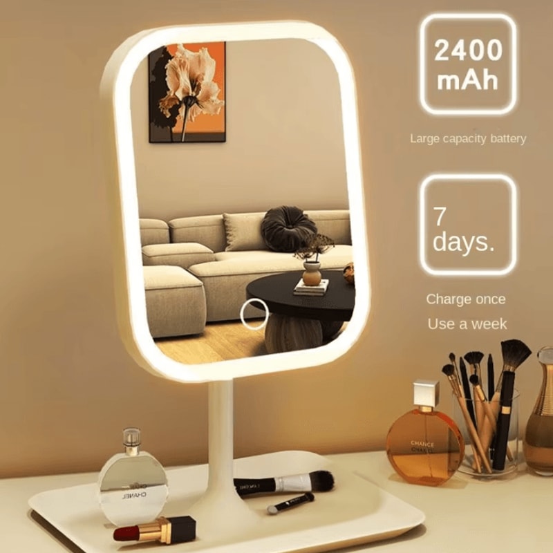 Niche Modern Desktop LED Makeup Mirror With 3 Color Light Touch Vanity Mirror For Bedroom Dressing 1