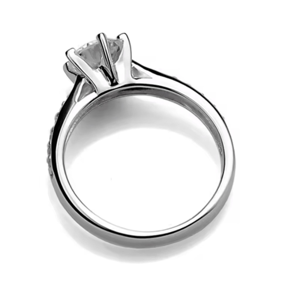 Luxury 925 Sterling Silver Ring Classic SixClaw Diamond Imitation Jewelry Ring For Women 5