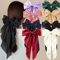 Korean Hair Clips Big Bowknot Solid Satin Long Ribbon Hair Clips For Women And Girls 0