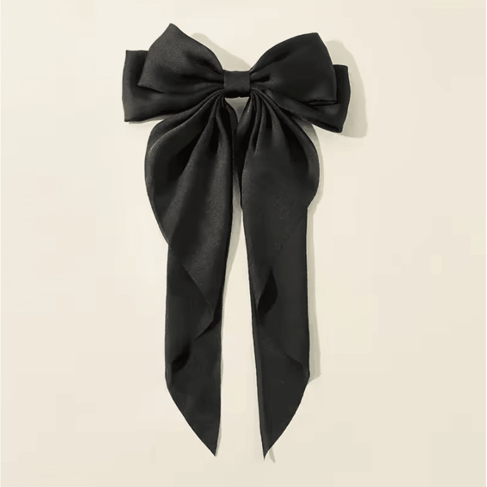 Korean Hair Clips Big Bowknot Solid Satin Long Ribbon Hair Clips For Women And Girls 12