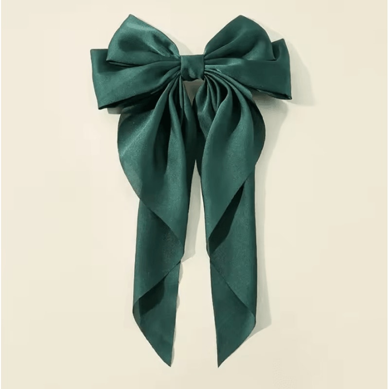 Korean Hair Clips Big Bowknot Solid Satin Long Ribbon Hair Clips For Women And Girls 14