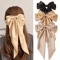 Korean Hair Clips Big Bowknot Solid Satin Long Ribbon Hair Clips For Women And Girls 27