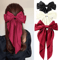 Korean Hair Clips Big Bowknot Solid Satin Long Ribbon Hair Clips For Women And Girls 22