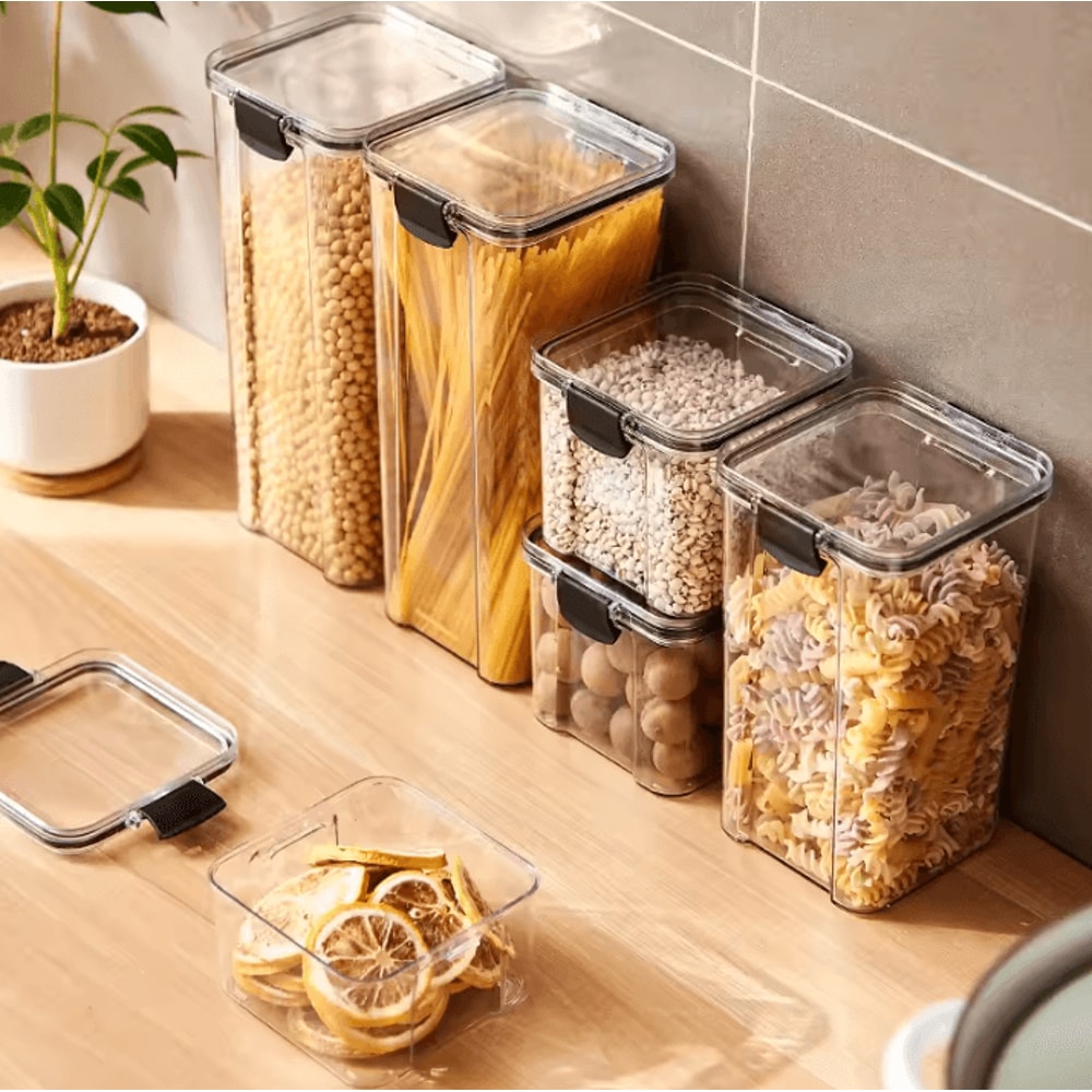 Sealed Kitchen Storage Jars Large Grain And Seasoning Storage Organizer MoistureProof Plastic Stora 1