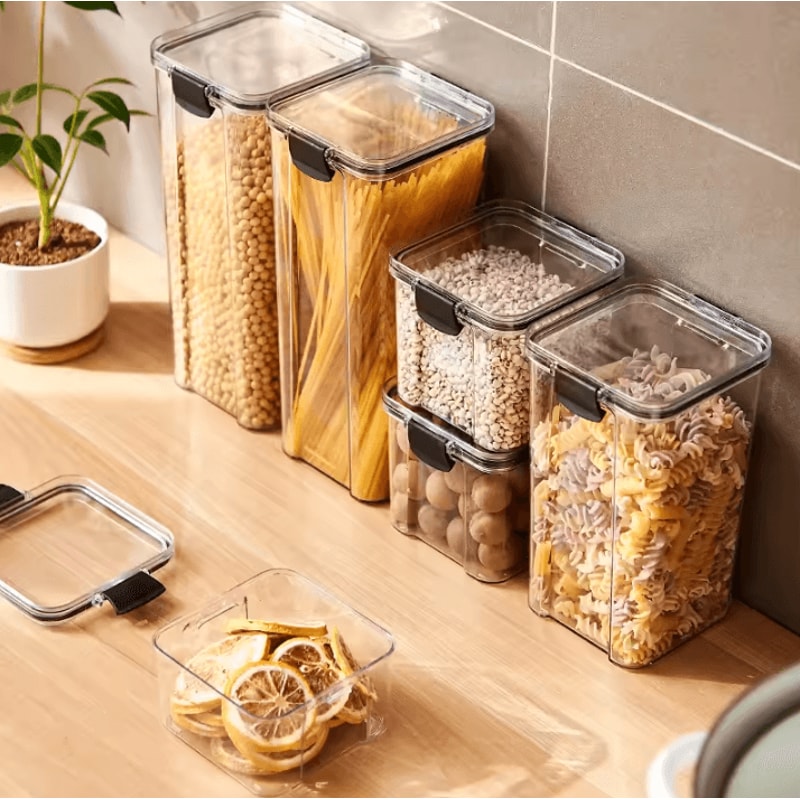 Sealed Kitchen Storage Jars Large Grain And Seasoning Storage Organizer MoistureProof Plastic Stora 1