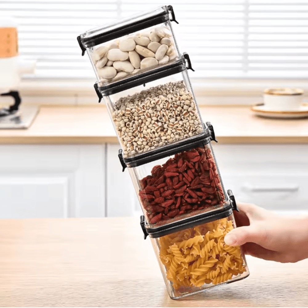 Sealed Kitchen Storage Jars Large Grain And Seasoning Storage Organizer MoistureProof Plastic Stora 3