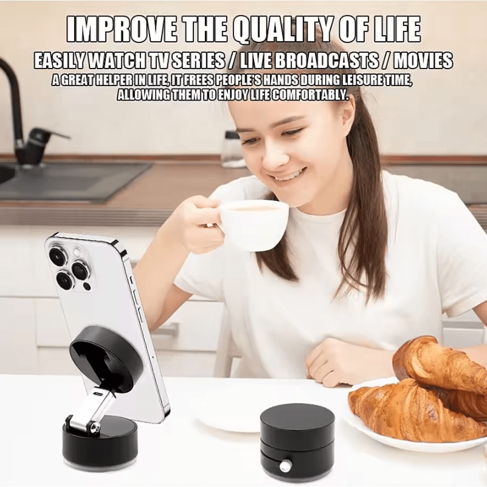 Vacuum Magnetic Phone Holder Foldable Portable Phone Stand For Car Home And Office 1