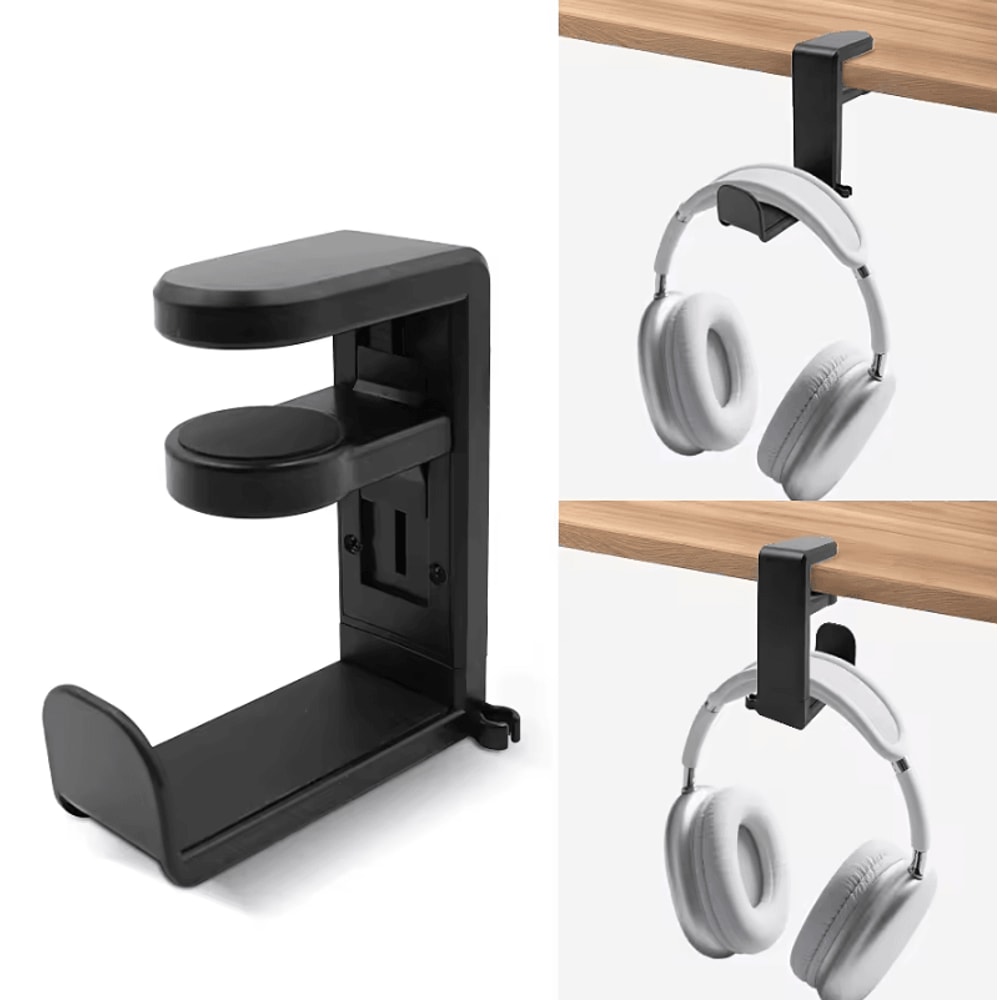 Universal PC Gaming Headphone Stand Headset Hanger Mount With Adjustable Rotating Arm Clamp And De 1