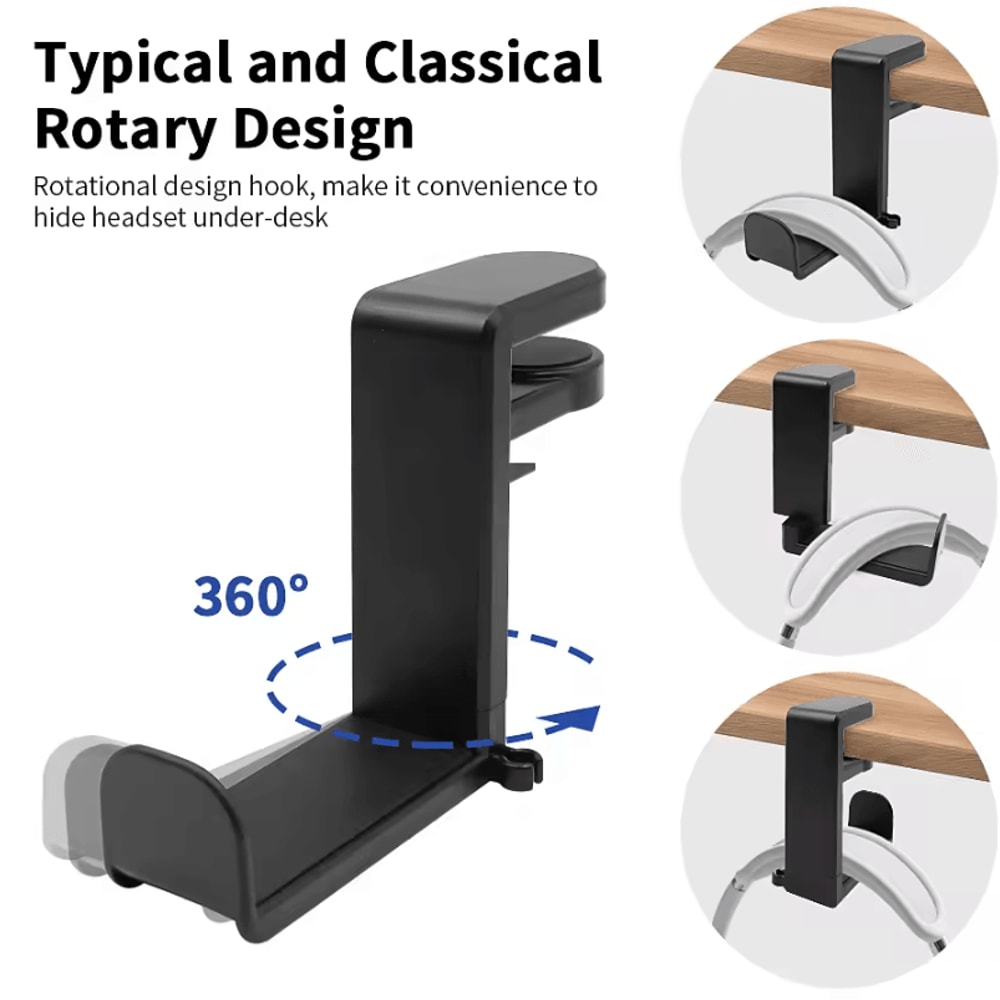 Universal PC Gaming Headphone Stand Headset Hanger Mount With Adjustable Rotating Arm Clamp And De 2