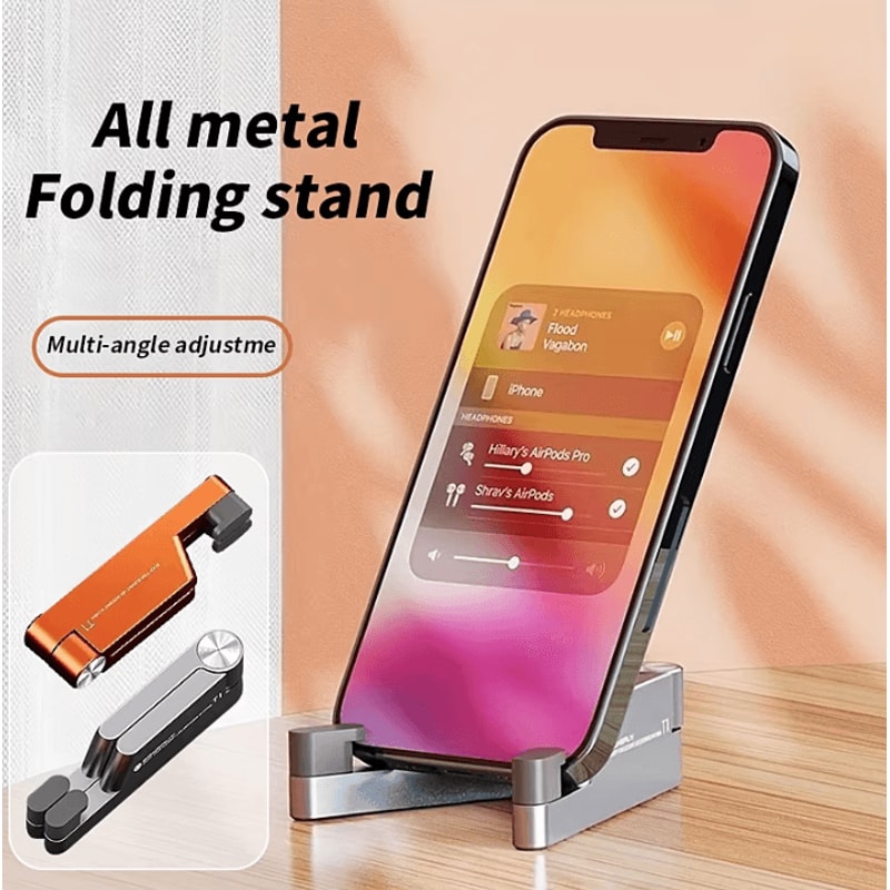 T2 Universal Mini Aluminum Phone Holder Portable Folding Phone Stand And Desk Mount Cradle 2