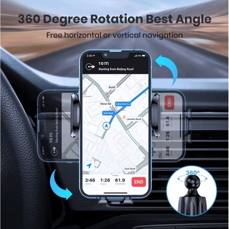 Universal Foldable Car Phone Holder Rotatable GPS Phone Mount Air Vent Stand For Vehicle Interior 1