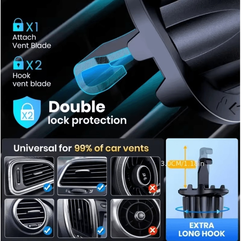 Universal Foldable Car Phone Holder Rotatable GPS Phone Mount Air Vent Stand For Vehicle Interior 3