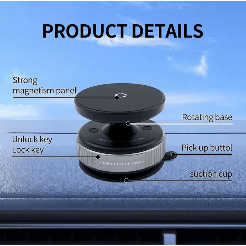 Magnetic Car Mount Phone Holder Vacuum Suction 360 Degree Rotatable Car Phone Bracket For IPhone 1 5