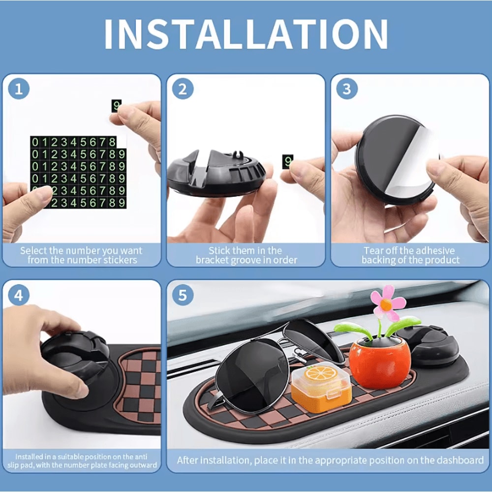 3in1 Dashboard Phone Holder AntiSlip Car Phone Mount With 360 Degree Rotation And NonSlip Adhesive 5