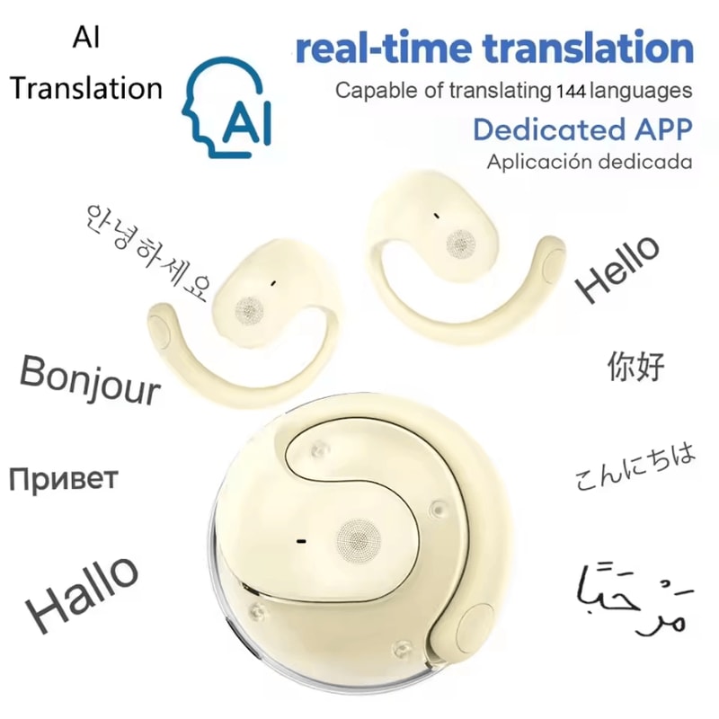 AI Bluetooth Translator Headphones Wireless RealTime Translation Headset Supporting 144 Languages A 9