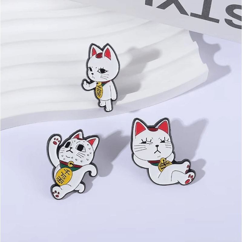 2Pcs Turbo Granny Cat Cartoon Enamel Pins Funny Anime Cat Brooch And Lapel Badge Gift 0