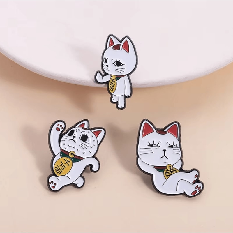 2Pcs Turbo Granny Cat Cartoon Enamel Pins Funny Anime Cat Brooch And Lapel Badge Gift 1