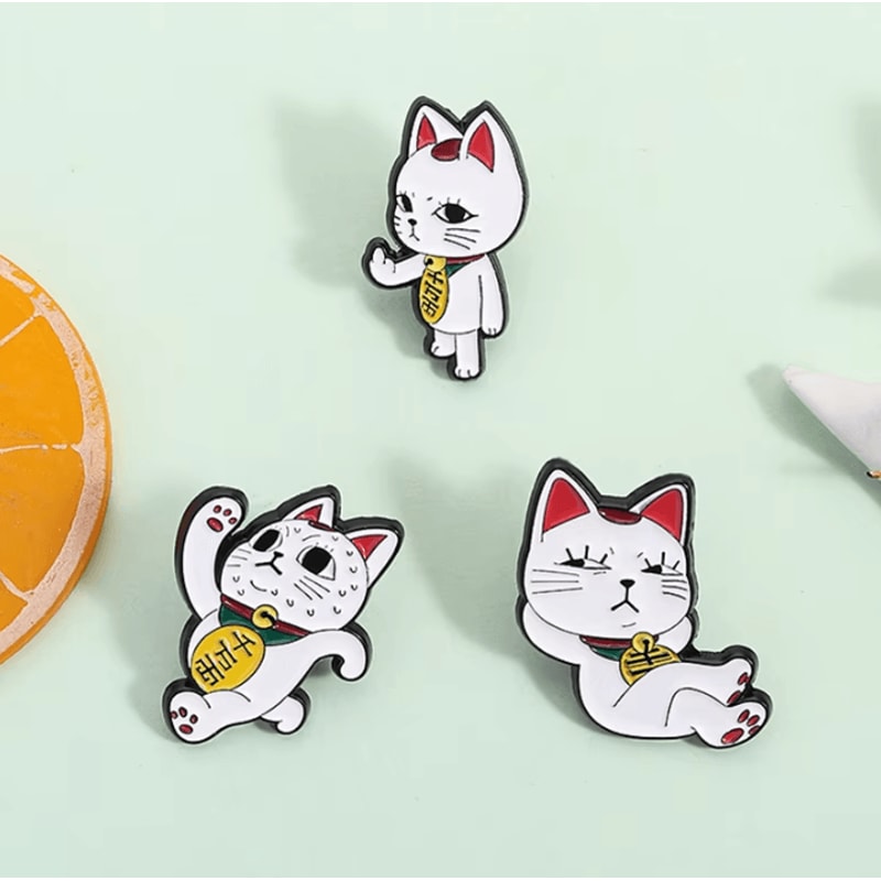 2Pcs Turbo Granny Cat Cartoon Enamel Pins Funny Anime Cat Brooch And Lapel Badge Gift 2