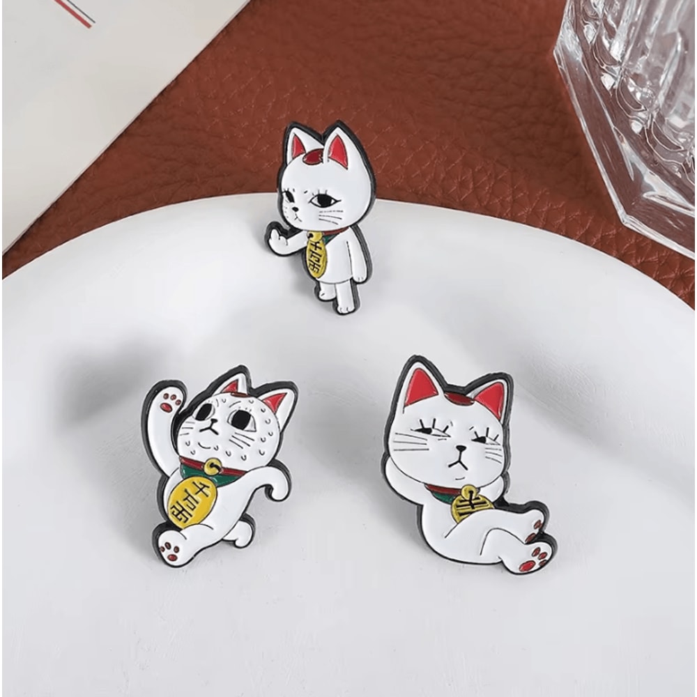 2Pcs Turbo Granny Cat Cartoon Enamel Pins Funny Anime Cat Brooch And Lapel Badge Gift 3